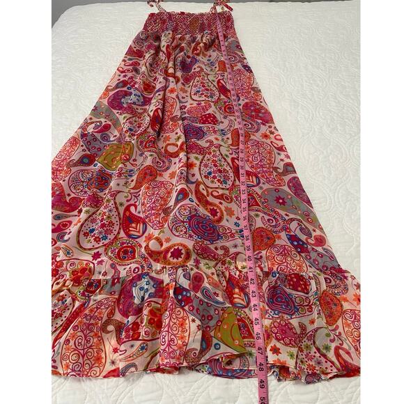 Liberty Of London Smocked Maxi Colorful Floral Maxi Dress Sz Medium Empire Waist - Picture 5 of 7